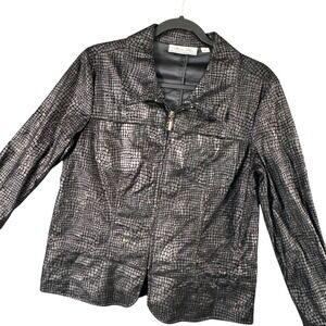 Arch Hill Womens M Black Snake Print Faux Leather‎ Blazer Jacket Whimsigoth Luxe